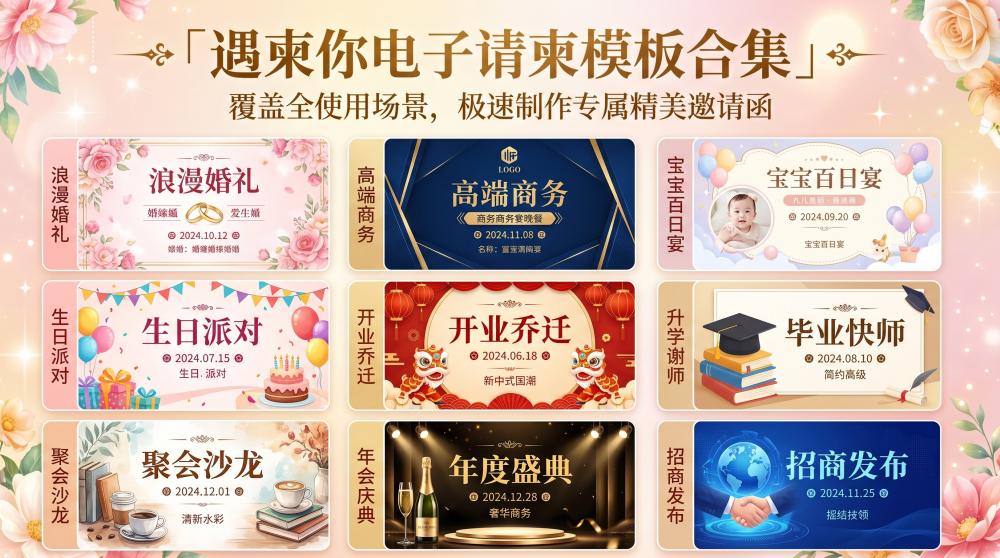 2026封神级电子邀请函！千套全场景模板免费领，小白也能秒出片